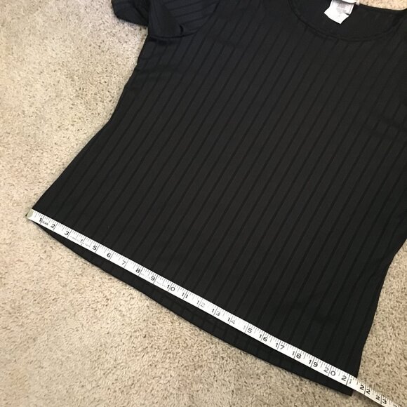 Vintage Tradition Canadian Made Black Stretchy Ribbed Referee T-Shirt - Picture 12 of 14